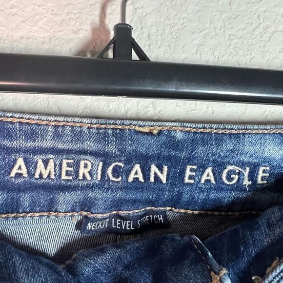 American Eagle Womens Blue Hi-Rise Shortie Next Level Stretch Distressed Size 0‎ - Picture 4 of 8